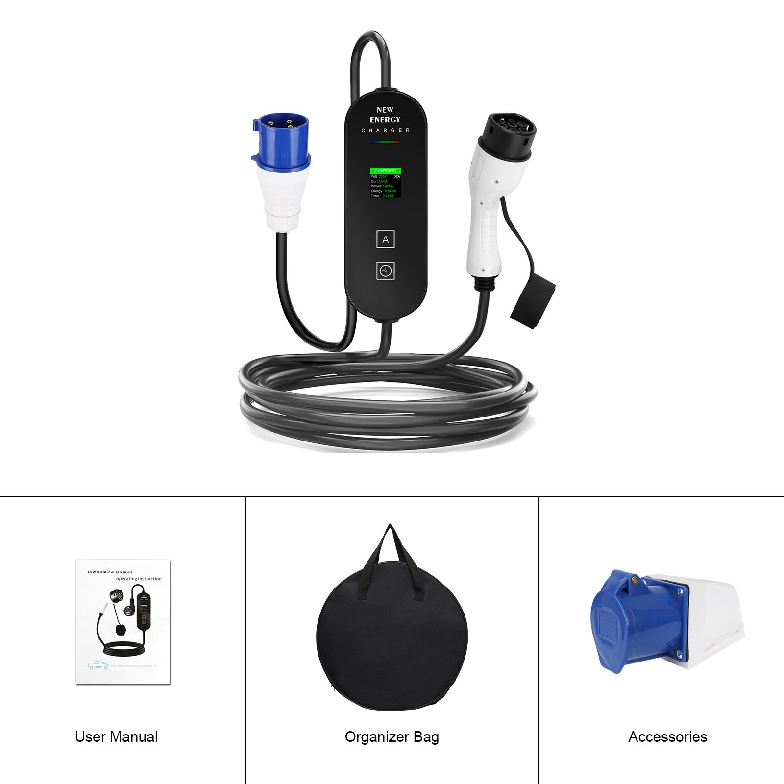 Estação de Carregamento Portát - Portable Ev Charger 32A Type 2 Cee Plug avaliação e preço