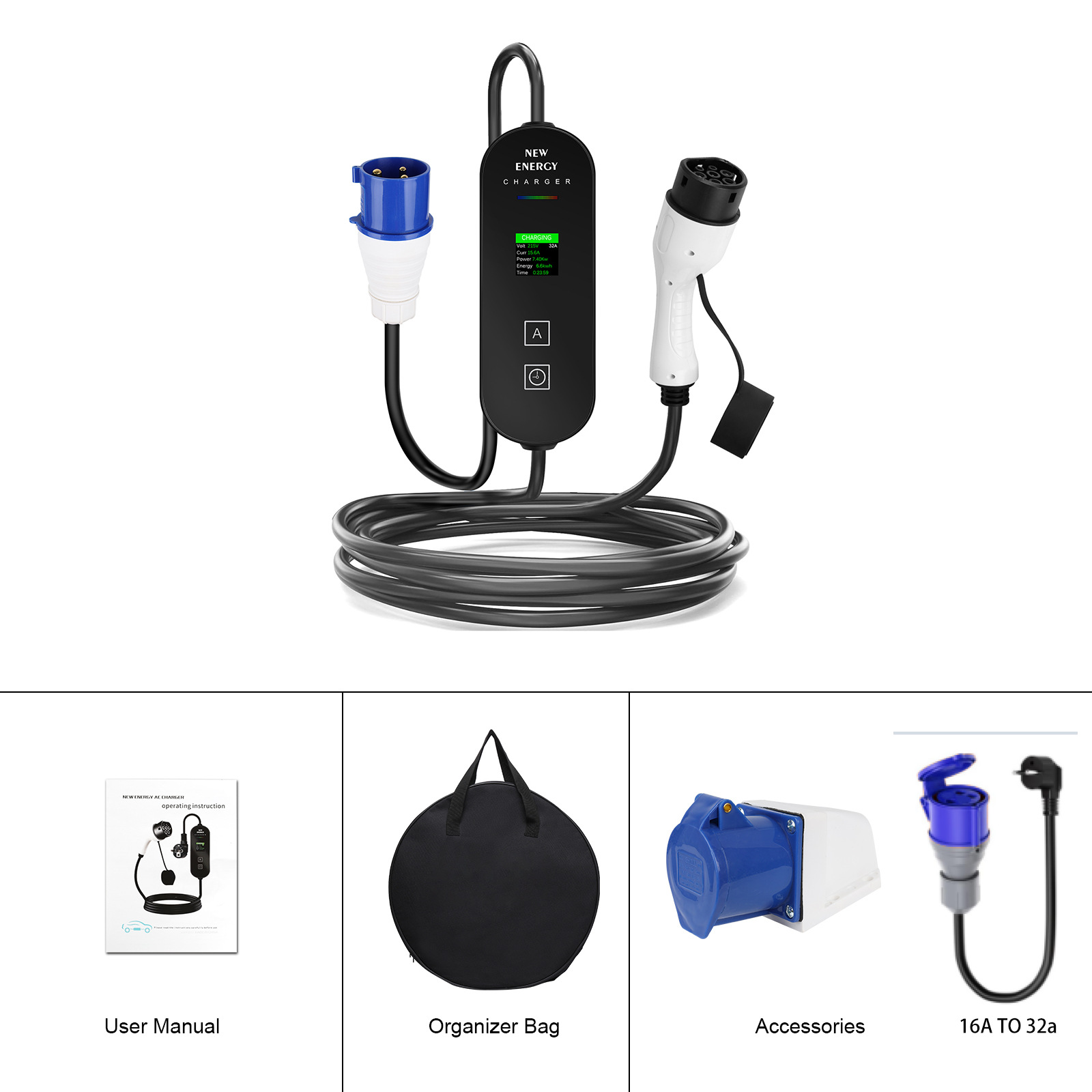 Estação de Carregamento Portát - Portable Ev Charger 32A Type 2 Cee Plug avaliação e preço